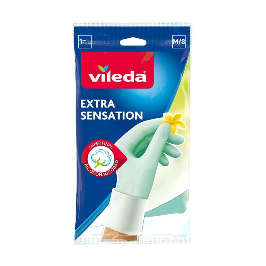 Рукавички господарські Vileda Extra Sensation бірюзові, розмір M, 1 пара